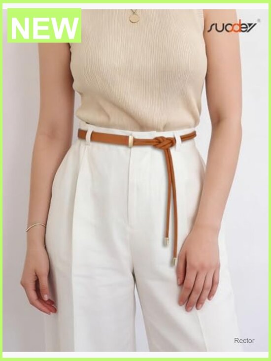 Women\'s Faux Leather Knotted Tie Belt, Thin Waist Rope, 0.75\